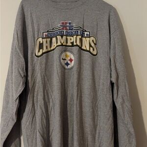Steelers Super Bowl XL Reebok Gray Cotton Blend Shirt